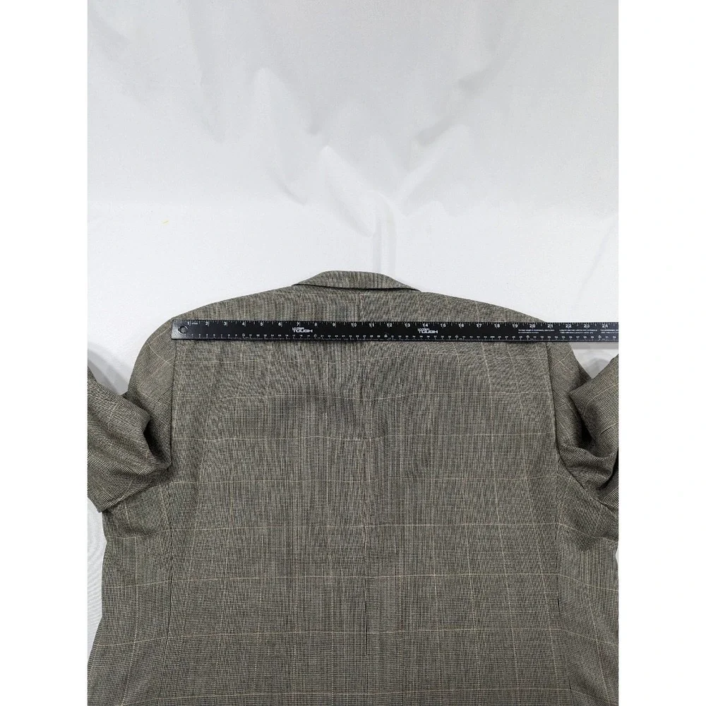 Jos A Banks Silk‎ Wool Gray Windowpane Blazer Sports Jacket Coat 46R Crosshatch